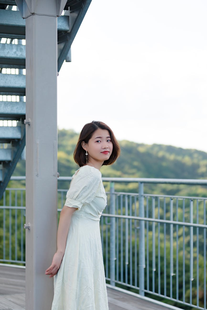 a woman in white dress